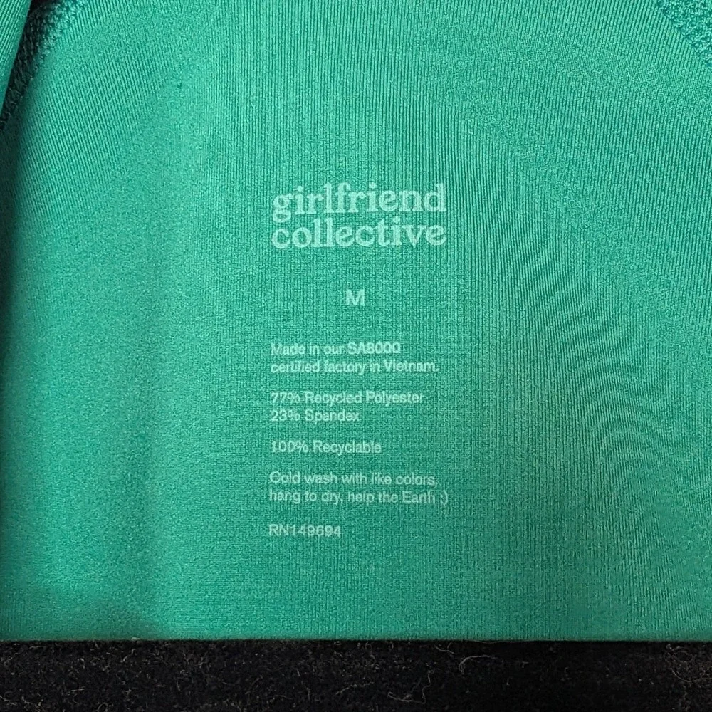 Girlfriend Collective Fitted Athletic Full Zip Jacket Top Green Medium